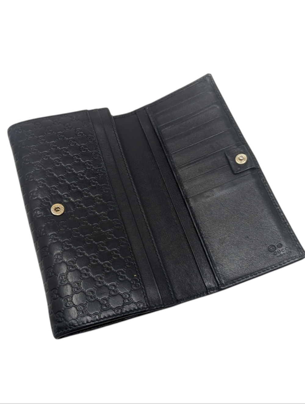 Gucci Guccisima Interlocking GG Monogram Black Leather Continental Wallet - Picture 6 of 13